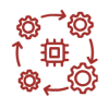 basic graphic icon showing gears and arrows