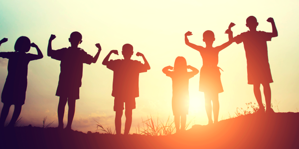 Children playing in the sun