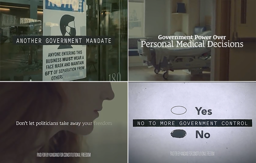 Frames from several KS Abortion Ballot Measure ads