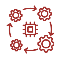 basic graphic icon showing gears and arrows