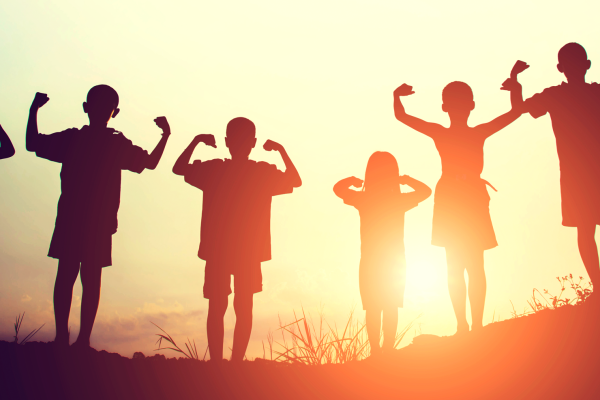 Children playing in the sun